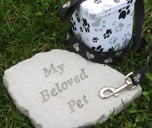 Cremated Remains Next to a Pet Memorial Stone — Pet Cremations in Rockhampton, QLD